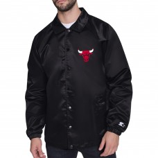 Куртка на кнопках Chicago Bulls Starter Black Retro Logo Raglan Coaches