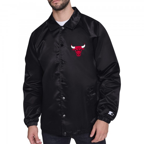 Куртка на кнопках Chicago Bulls Starter Black Retro Logo Raglan Coaches