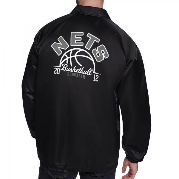 Куртка на кнопках Brooklyn Nets Starter Black Retro Logo Raglan Coaches