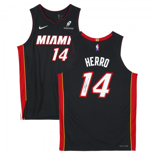 Игровая джерси Tyler Herro Miami Heat Autographed Fanatics Authentic Black Nike Icon Edition Authentic