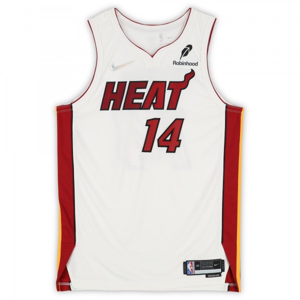 Игровая джерси Tyler Herro Miami Heat Autographed Fanatics Authentic White Nike Association Edition Authentic
