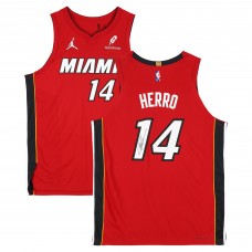 Игровая джерси Tyler Herro Miami Heat Autographed Fanatics Authentic Red Jordan Brand Statement Edition Authentic