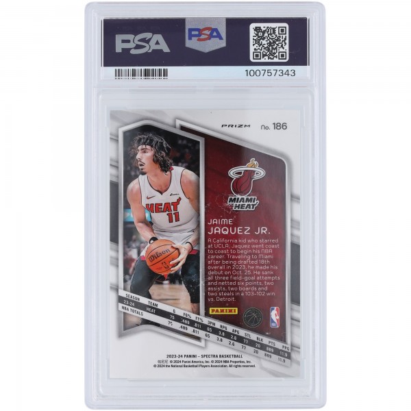 Jaime Jaquez Jr. Miami Heat 2023-24 Panini Spectra Menagerie #186 PSA Authenticated 10 Rookie Card