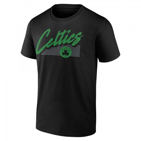 Boston Celtics Black Color Block Slant T-Shirt