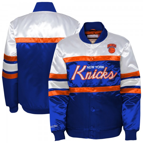 Подростковая New York Knicks Mitchell & Ness Blue Satin Full-Snap Jacket