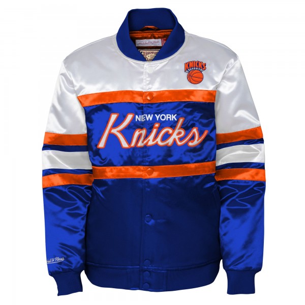 Подростковая New York Knicks Mitchell & Ness Blue Satin Full-Snap Jacket