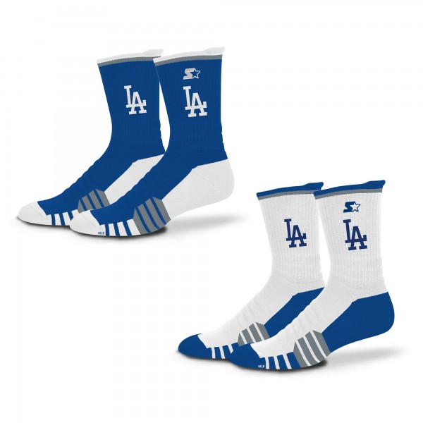 Unisex Los Angeles Dodgers Starter Royal/White Breakaway Crew Sock 2 Pack