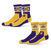 Unisex Los Angeles Lakers Starter Purple/Gold Double Color Block 2-Pack Mid-Crew Socks