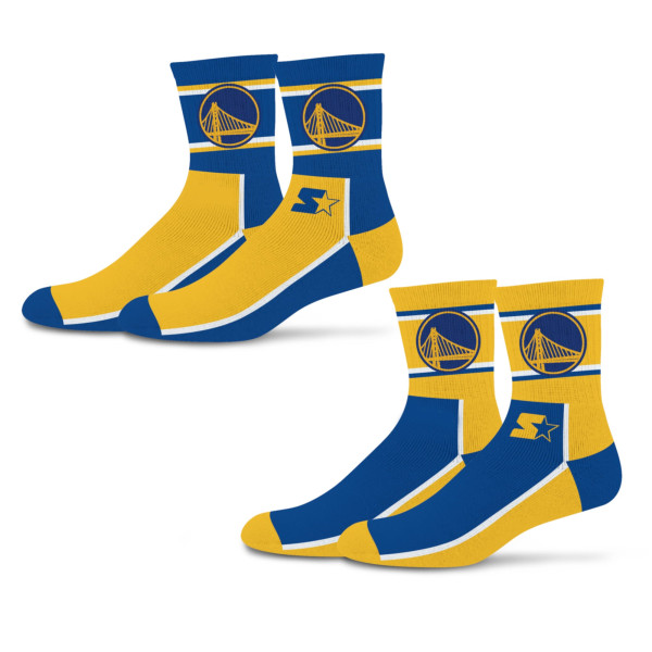 Unisex Golden State Warriors Starter Royal/Gold Double Color Block 2-Pack Mid-Crew Socks