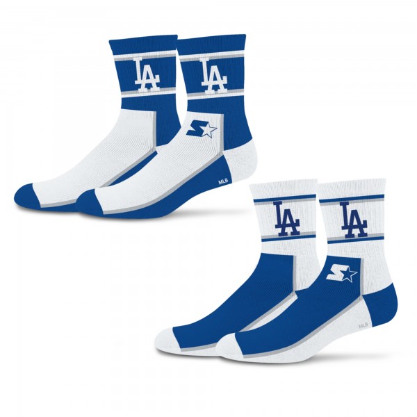 Unisex Los Angeles Dodgers Starter Royal/White Double Color Block 2-Pack Mid-Crew Socks