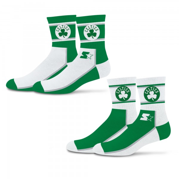 Unisex Boston Celtics Starter Kelly Green/White Double Color Block 2-Pack Mid-Crew Socks