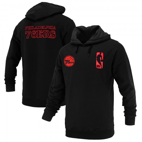 Unisex Philadelphia 76ers FISLL Black Logoman Shadow Collection Pullover Hoodie