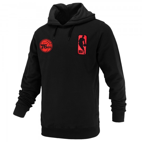 Unisex Philadelphia 76ers FISLL Black Logoman Shadow Collection Pullover Hoodie