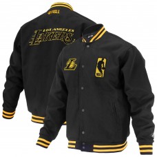Unisex Los Angeles Lakers FISLL Black Logoman Shadow Collection Full-Snap Varsity Jacket