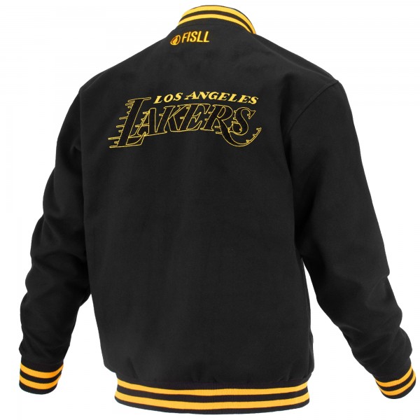 Unisex Los Angeles Lakers FISLL Black Logoman Shadow Collection Full-Snap Varsity Jacket
