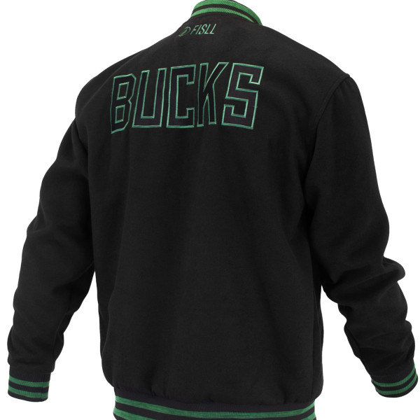 Unisex Milwaukee Bucks FISLL Black Logoman Shadow Collection Full-Snap Varsity Jacket