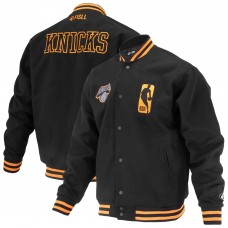 Unisex New York Knicks FISLL Black Logoman Shadow Collection Full-Snap Varsity Jacket