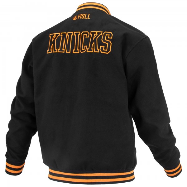Unisex New York Knicks FISLL Black Logoman Shadow Collection Full-Snap Varsity Jacket