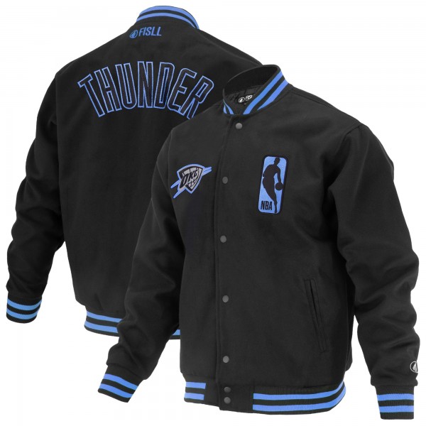 Куртка на кнопках Unisex Oklahoma City Thunder FISLL Black Logoman Shadow Collection Varsity