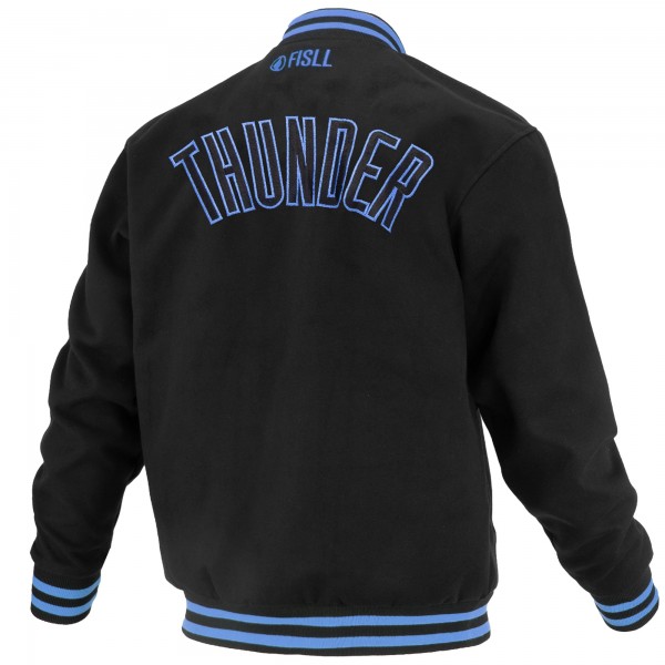 Куртка на кнопках Unisex Oklahoma City Thunder FISLL Black Logoman Shadow Collection Varsity