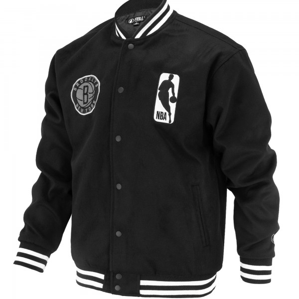 Куртка на кнопках Unisex Brooklyn Nets FISLL Black Logoman Shadow Collection Varsity