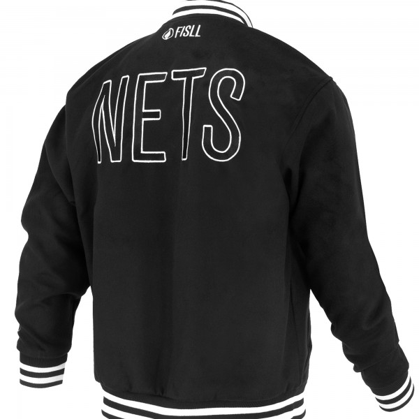 Куртка на кнопках Unisex Brooklyn Nets FISLL Black Logoman Shadow Collection Varsity