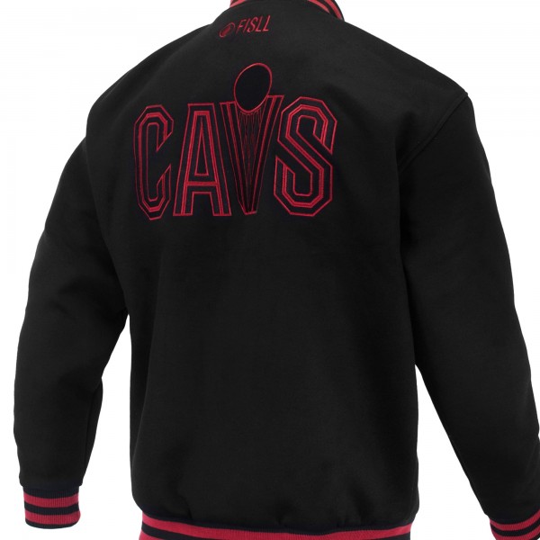 Unisex Cleveland Cavaliers FISLL Black Logoman Shadow Collection Full-Snap Varsity Jacket