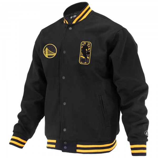 Куртка на кнопках Unisex Golden State Warriors FISLL Black Logoman Shadow CollectionVarsity