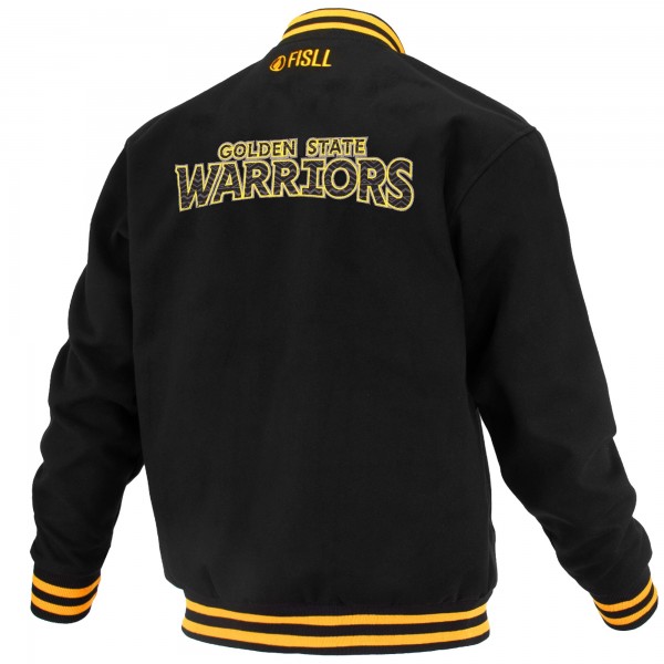 Куртка на кнопках Unisex Golden State Warriors FISLL Black Logoman Shadow CollectionVarsity
