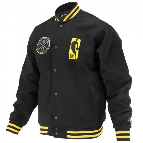 Unisex Denver Nuggets FISLL Black Logoman Shadow Collection Full-Snap Varsity Jacket