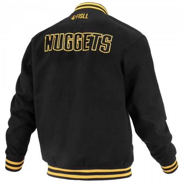 Unisex Denver Nuggets FISLL Black Logoman Shadow Collection Full-Snap Varsity Jacket