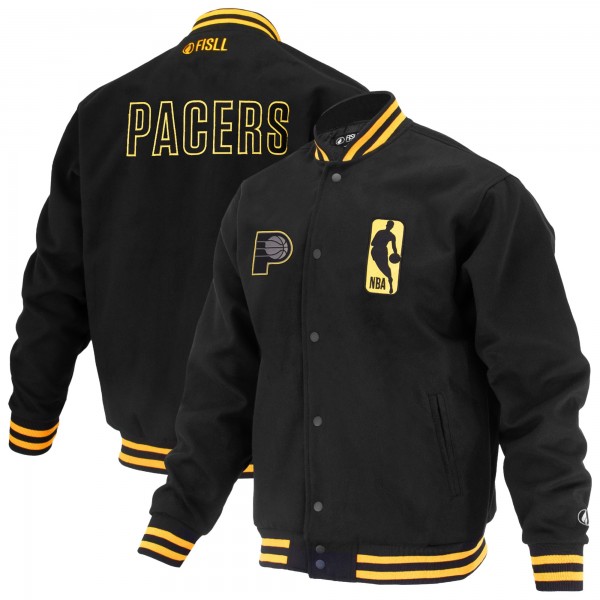 Unisex Indiana Pacers FISLL Black Logoman Shadow Collection Full-Snap Varsity Jacket