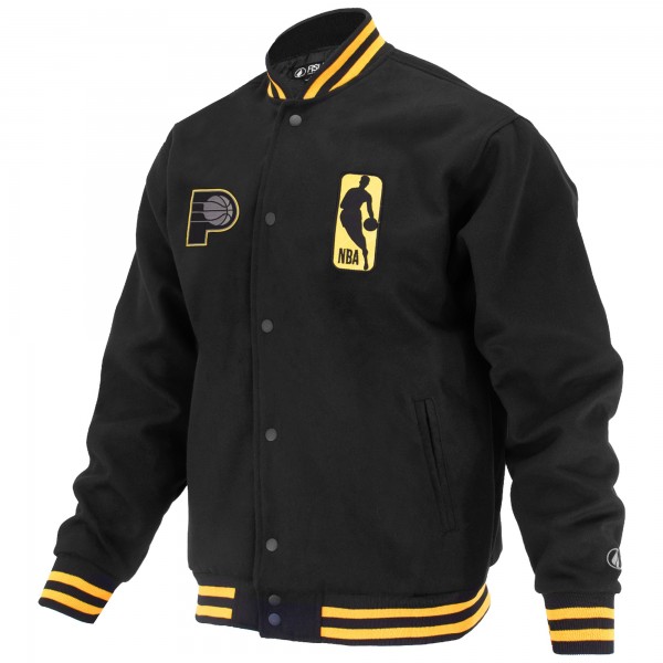 Unisex Indiana Pacers FISLL Black Logoman Shadow Collection Full-Snap Varsity Jacket