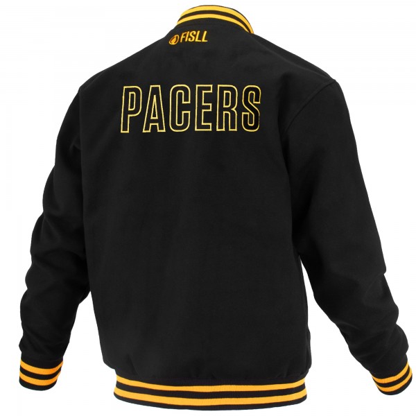 Unisex Indiana Pacers FISLL Black Logoman Shadow Collection Full-Snap Varsity Jacket