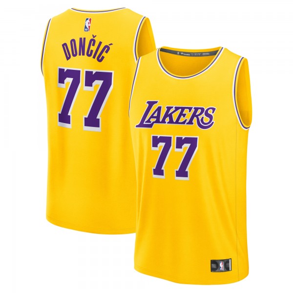 Подростковая Los Angeles Lakers Luka Dončić Fanatics Gold Fast Break Replica Player Jersey