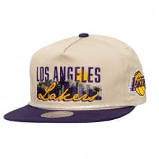Los Angeles Lakers Mitchell & Ness Cream/Purple Cityscape Caddy Snapback Hat