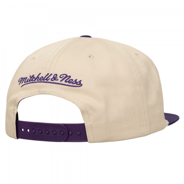 Los Angeles Lakers Mitchell & Ness Cream/Purple Cityscape Caddy Snapback Hat