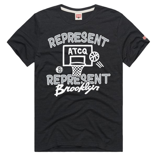 Футболка Homage Brooklyn Nets Unisex Charcoal A Tribe Called Quest x NBA Represent Tri-Blend