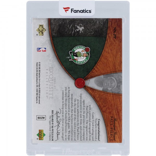 Paul Pierce Boston Celtics Autographed 2006-07 Upper Deck Exquisite Collection 2 Color GU Relic #NN-PP #18/25 Card