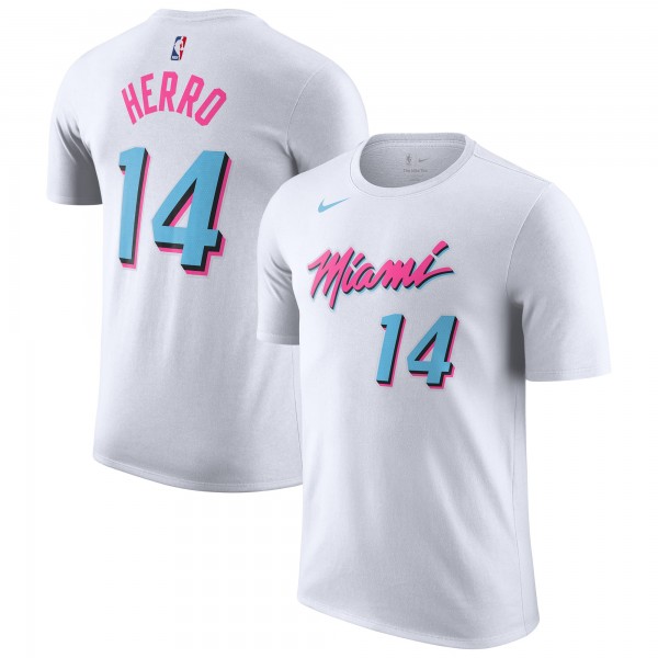 Miami Heat Tyler Herro Nike White City Vice Name & Number T-Shirt