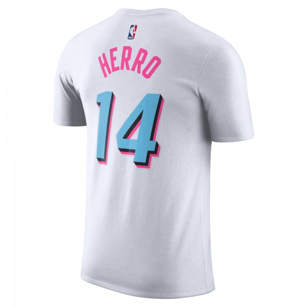 Miami Heat Tyler Herro Nike White City Vice Name & Number T-Shirt