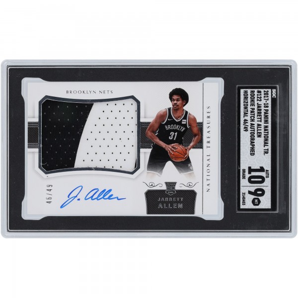 Jarrett Allen Brooklyn Nets Autographed 2017-18 Panini National Treasures Horizontal RPA #122 #46/49 SGC Authenticated 9/10 Rookie Card