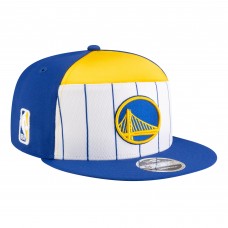 Подростковая Golden State Warriors New Era White/Royal 2025 NBA Tip Off Split Panel 9FIFTY Snapback Hat
