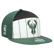 Подростковая Milwaukee Bucks New Era White/Hunter Green 2025 NBA Tip Off Split Panel 9FIFTY Snapback Hat