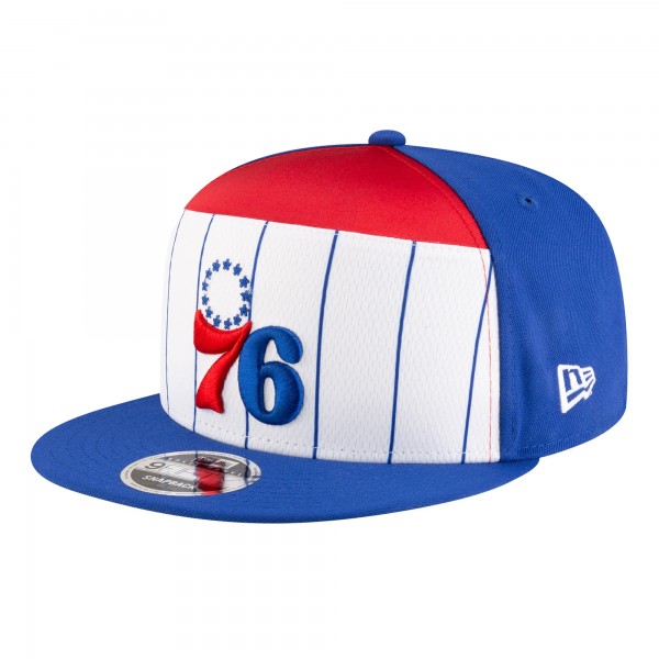 Подростковая Philadelphia 76ers New Era White/Blue 2025 NBA Tip Off Split Panel 9FIFTY Snapback Hat