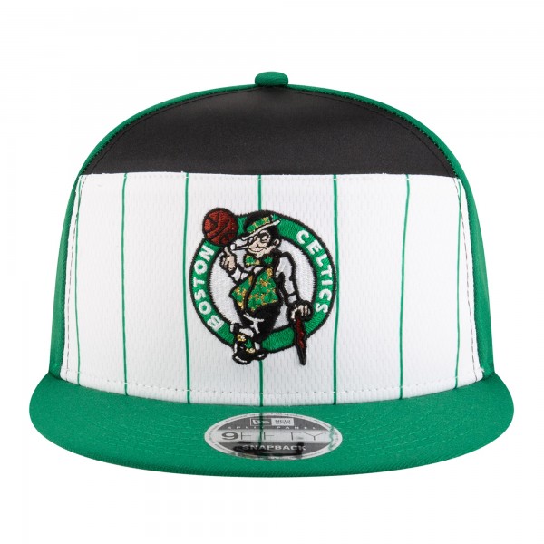 Подростковая Boston Celtics New Era White/Kelly Green 2025 NBA Tip Off Split Panel 9FIFTY Snapback Hat