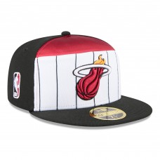 Бейсболка Miami Heat New Era White/Black 2025 NBA Tip Off Split Panel 59FIFTY