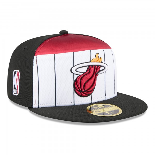 Бейсболка Miami Heat New Era White/Black 2025 NBA Tip Off Split Panel 59FIFTY