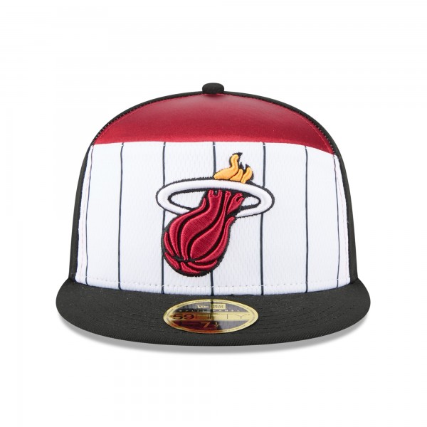 Бейсболка Miami Heat New Era White/Black 2025 NBA Tip Off Split Panel 59FIFTY