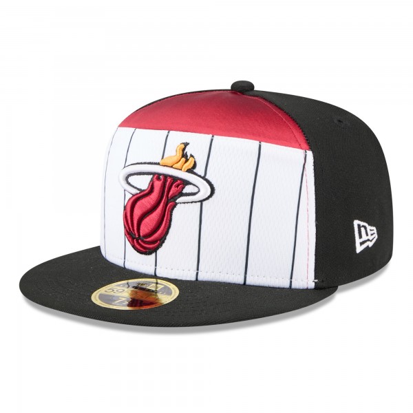 Бейсболка Miami Heat New Era White/Black 2025 NBA Tip Off Split Panel 59FIFTY